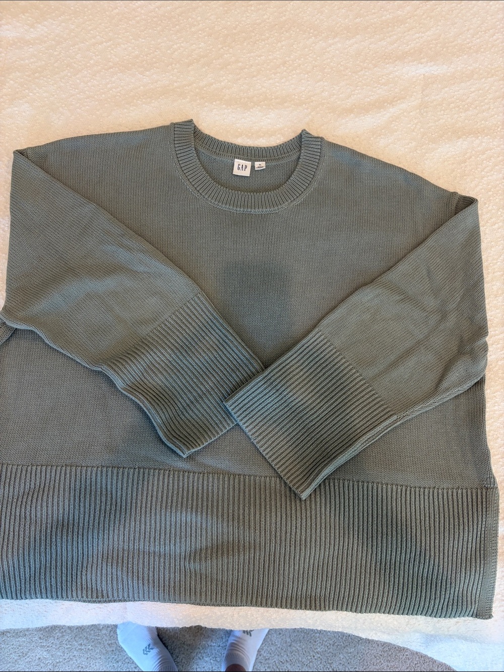 GAP womens 100% cotton Crewneck Sweater in sage green